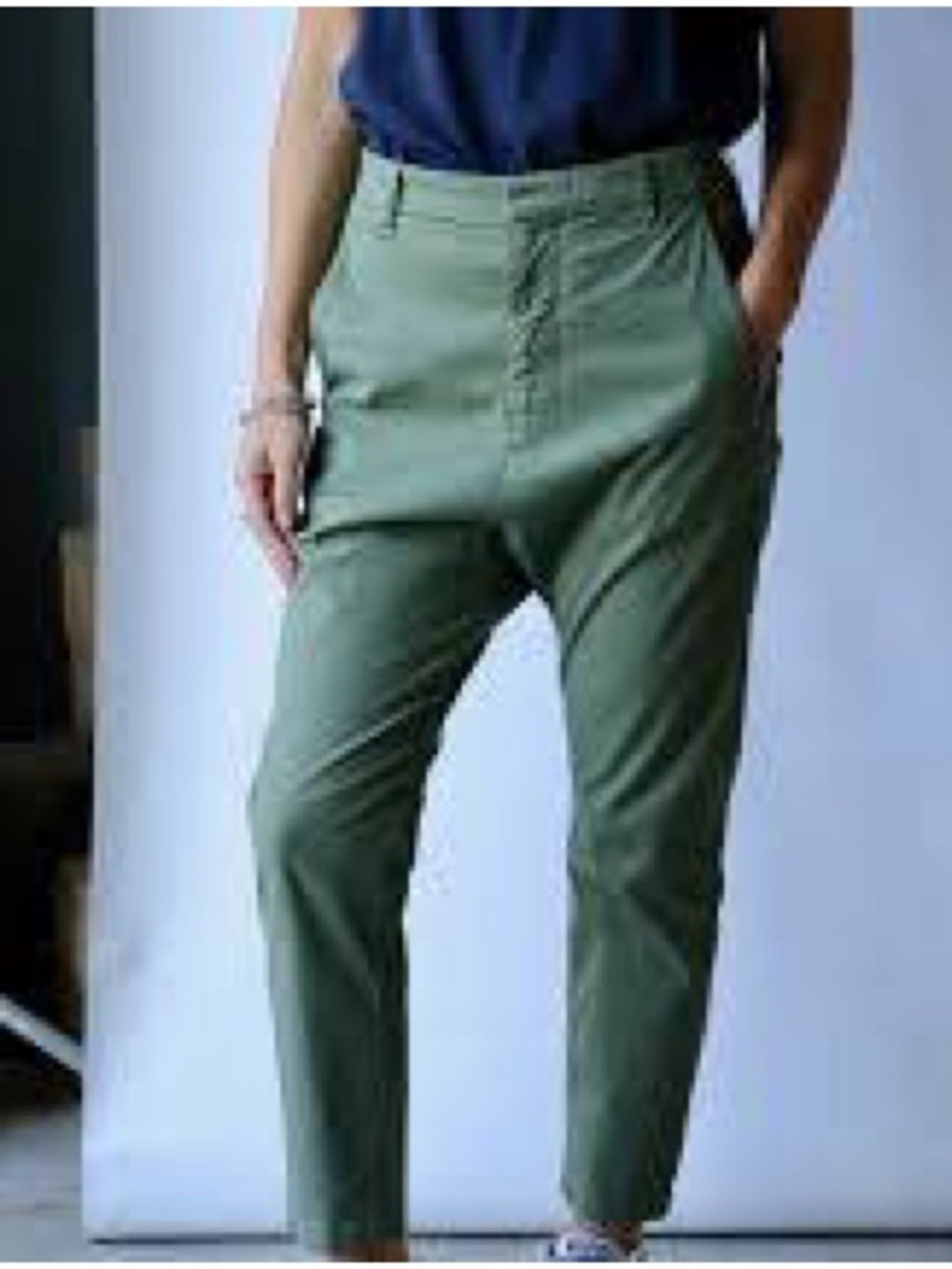 Nili Lotan Olive Green High-Rise Tapered Chinos. The Paris pant.